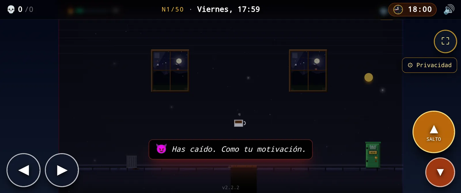 Pantalla de muerte de Burnout Devil con una frase sarcástica del jefe