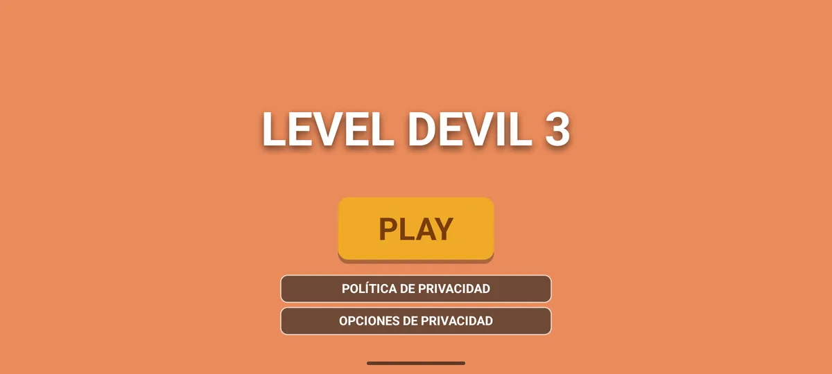 Menú principal de Level Devil 3 con botón Play y accesos de privacidad