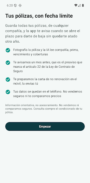 Captura oficial de Pólizas IA para Android