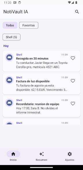 Captura oficial de NotiVault para Android