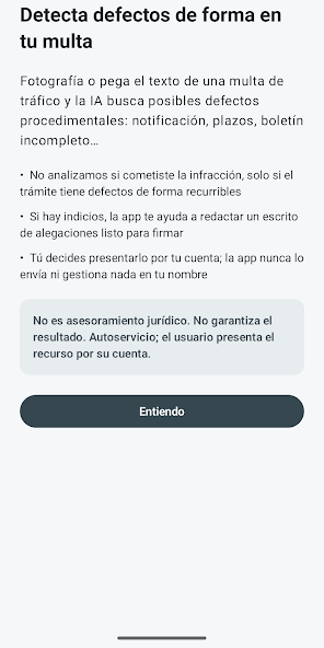 Captura oficial de Recurre tu Multa IA para Android